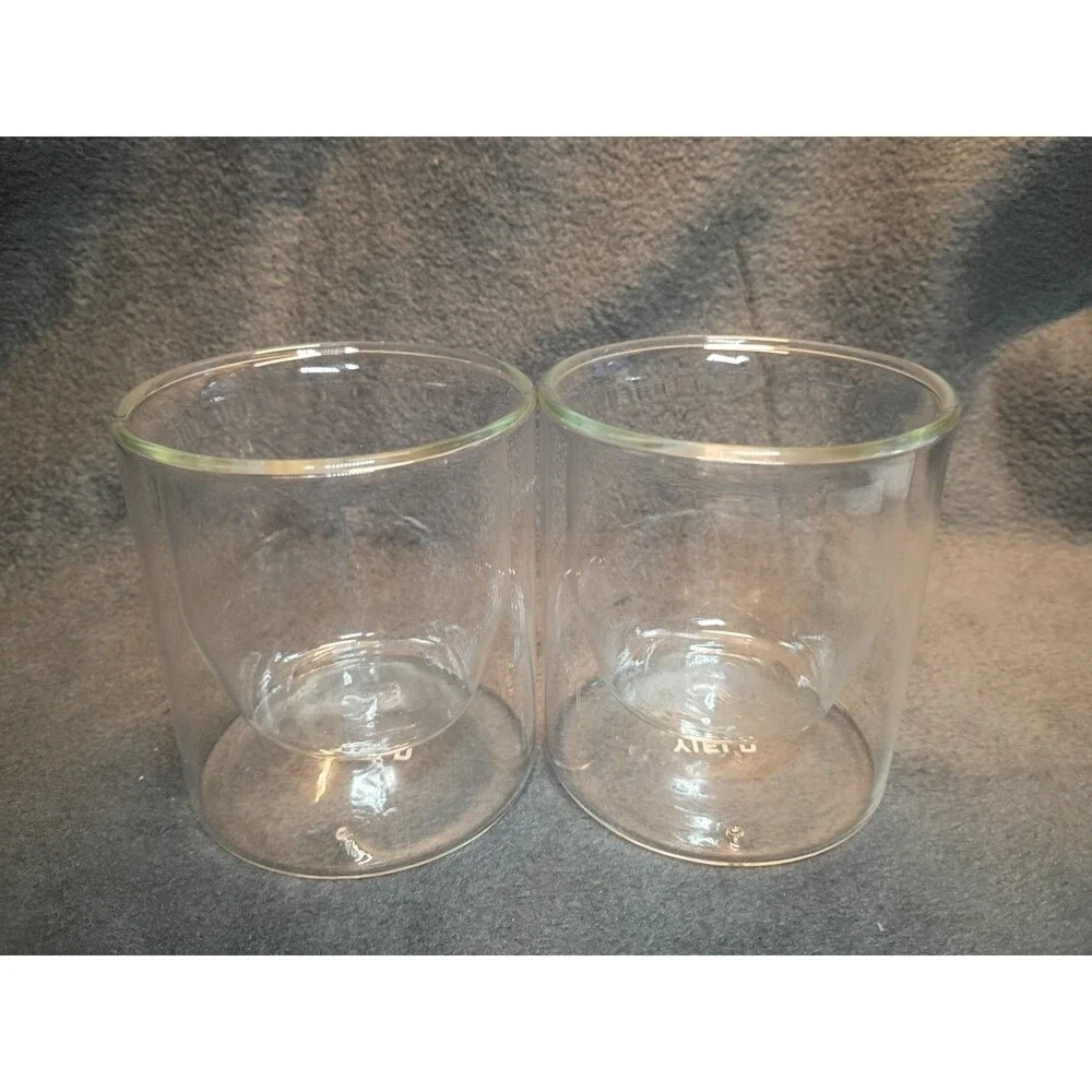 Set of 2 Yield Double Wall Borosilicate Glasses 6oz Insulated Coffee Tea Cups